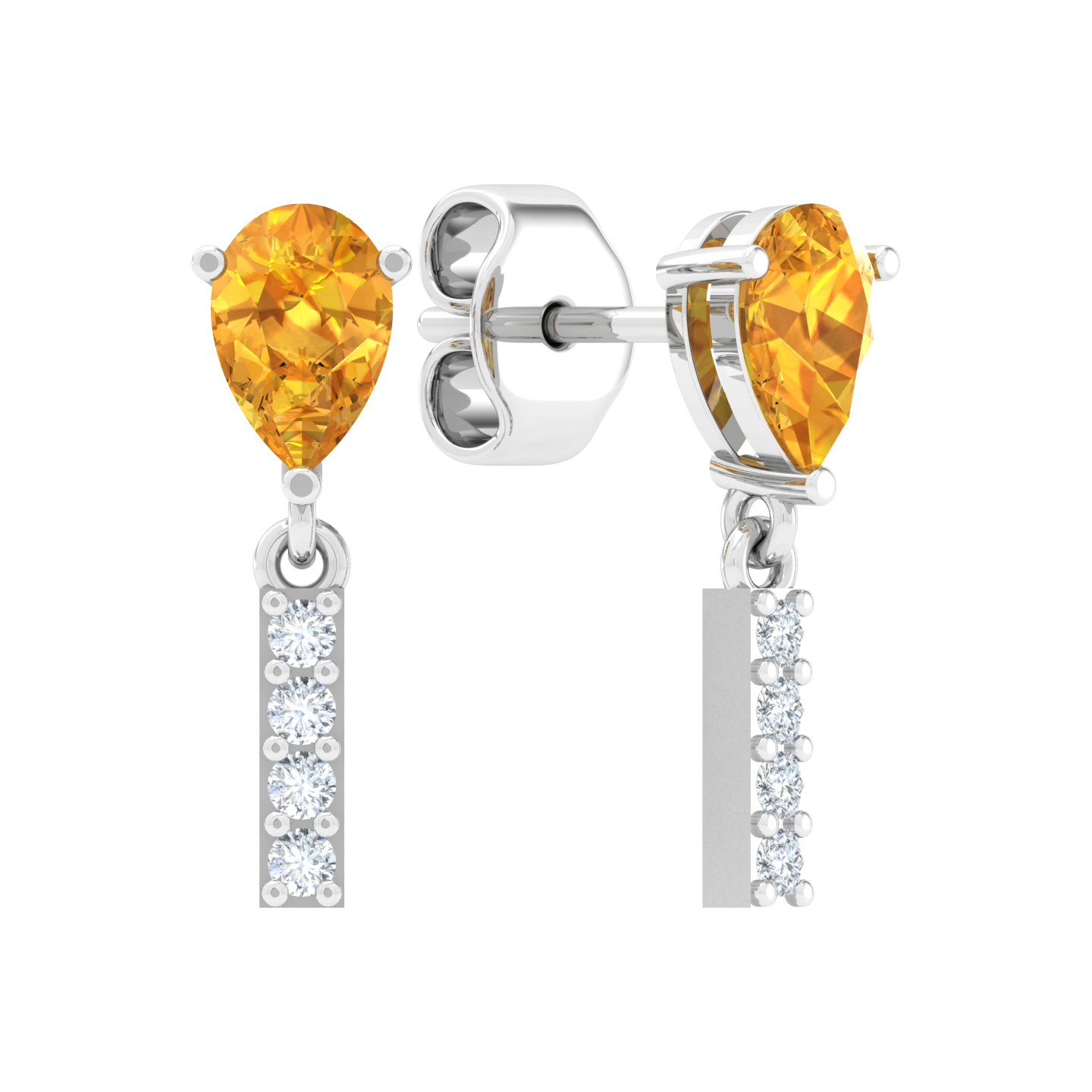 Pear Cut Bar Drop Earring