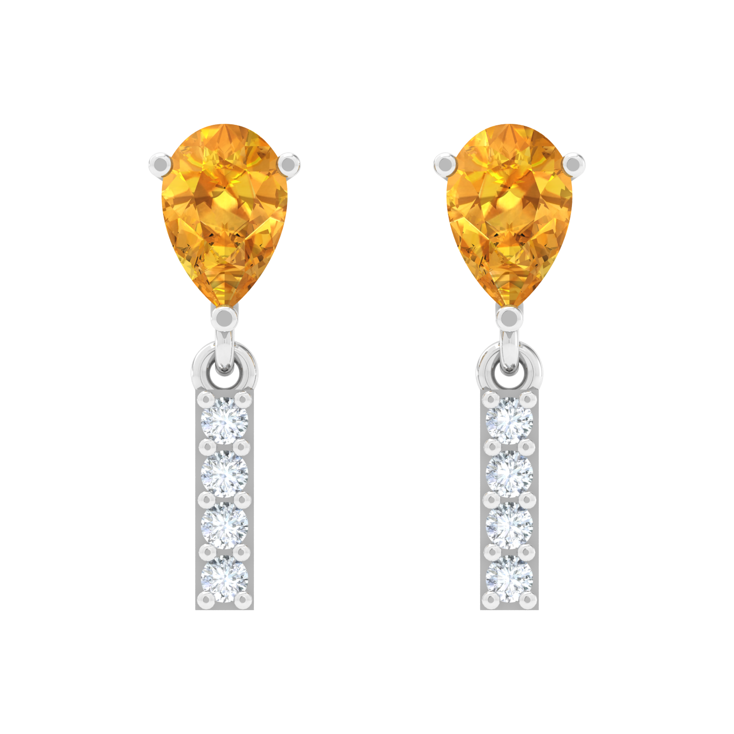Pear Cut Bar Drop Earring
