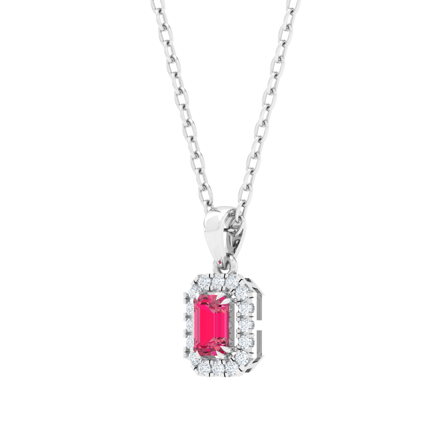 Pink Tourmaline Halo Pendant
