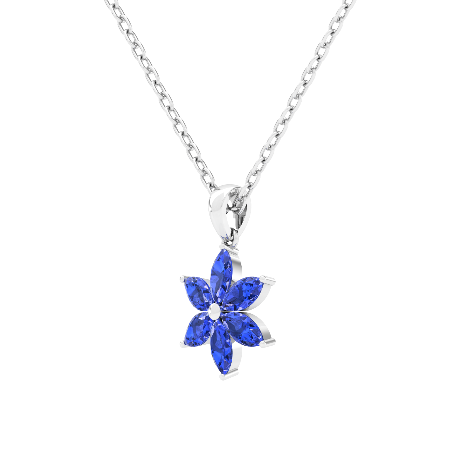 Marquise Sapphire Flower Pendant