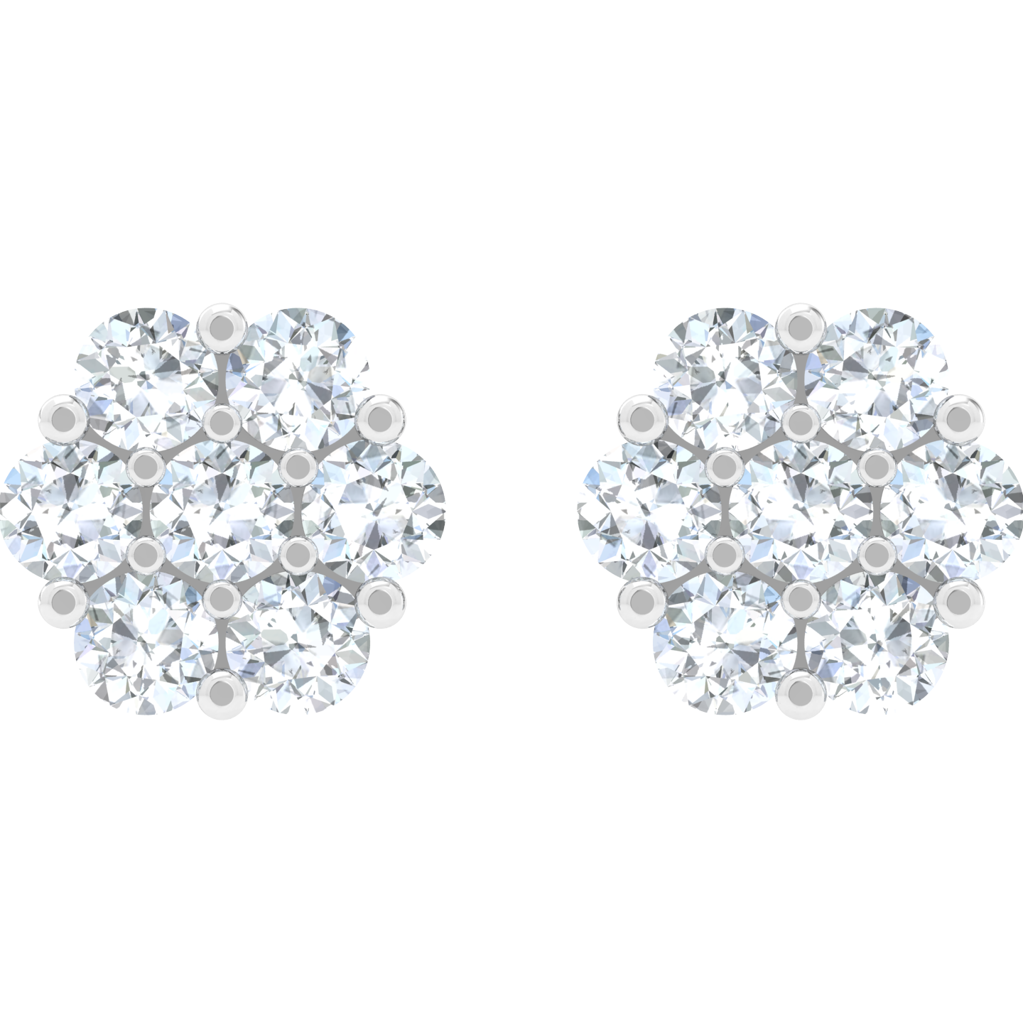 Round Diamond Cluster Earrings