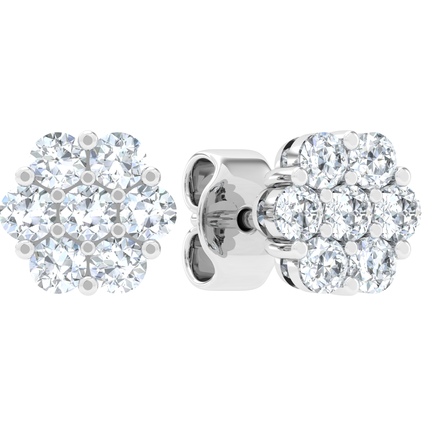 Round Diamond Cluster Earrings