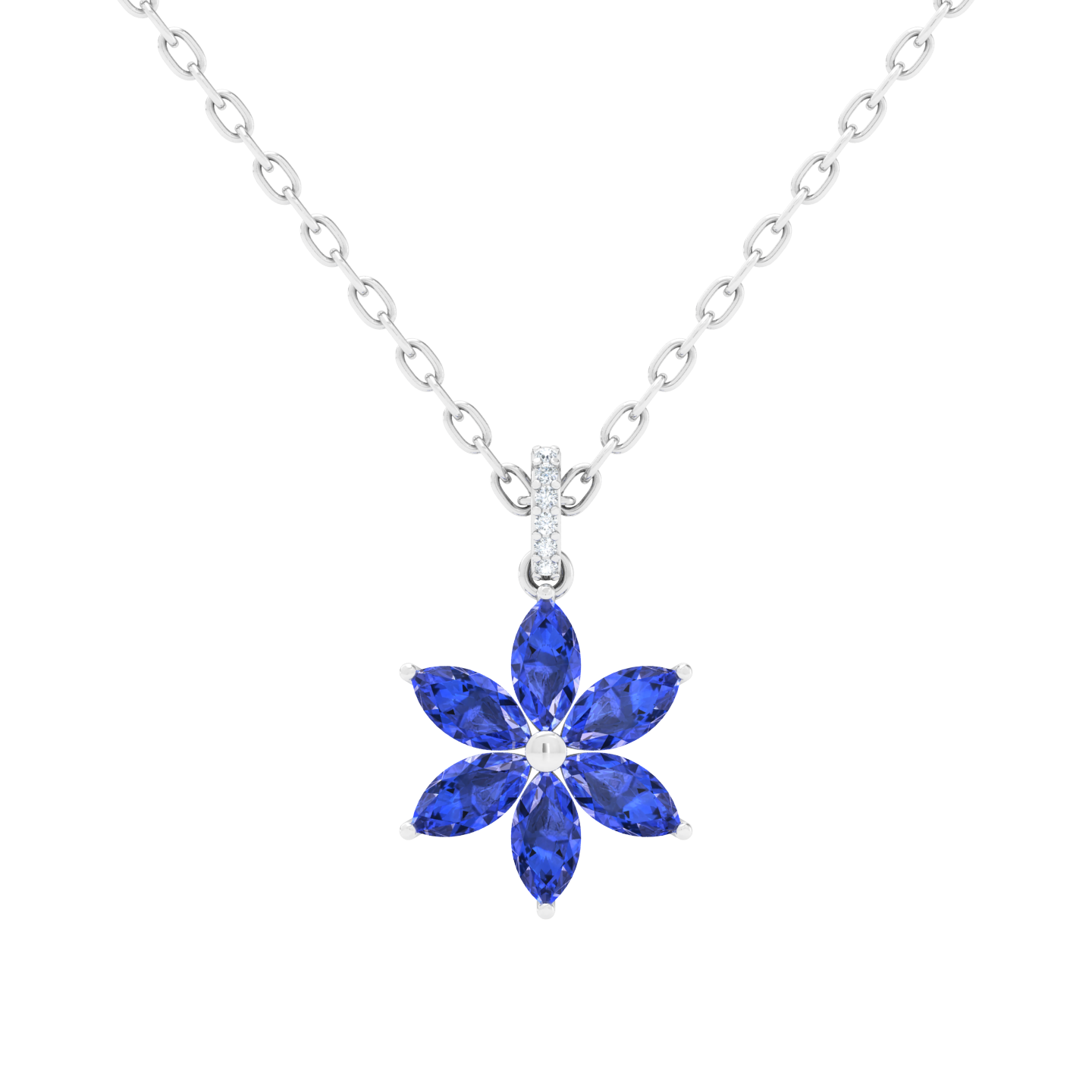 Marquise Sapphire Flower Pendant