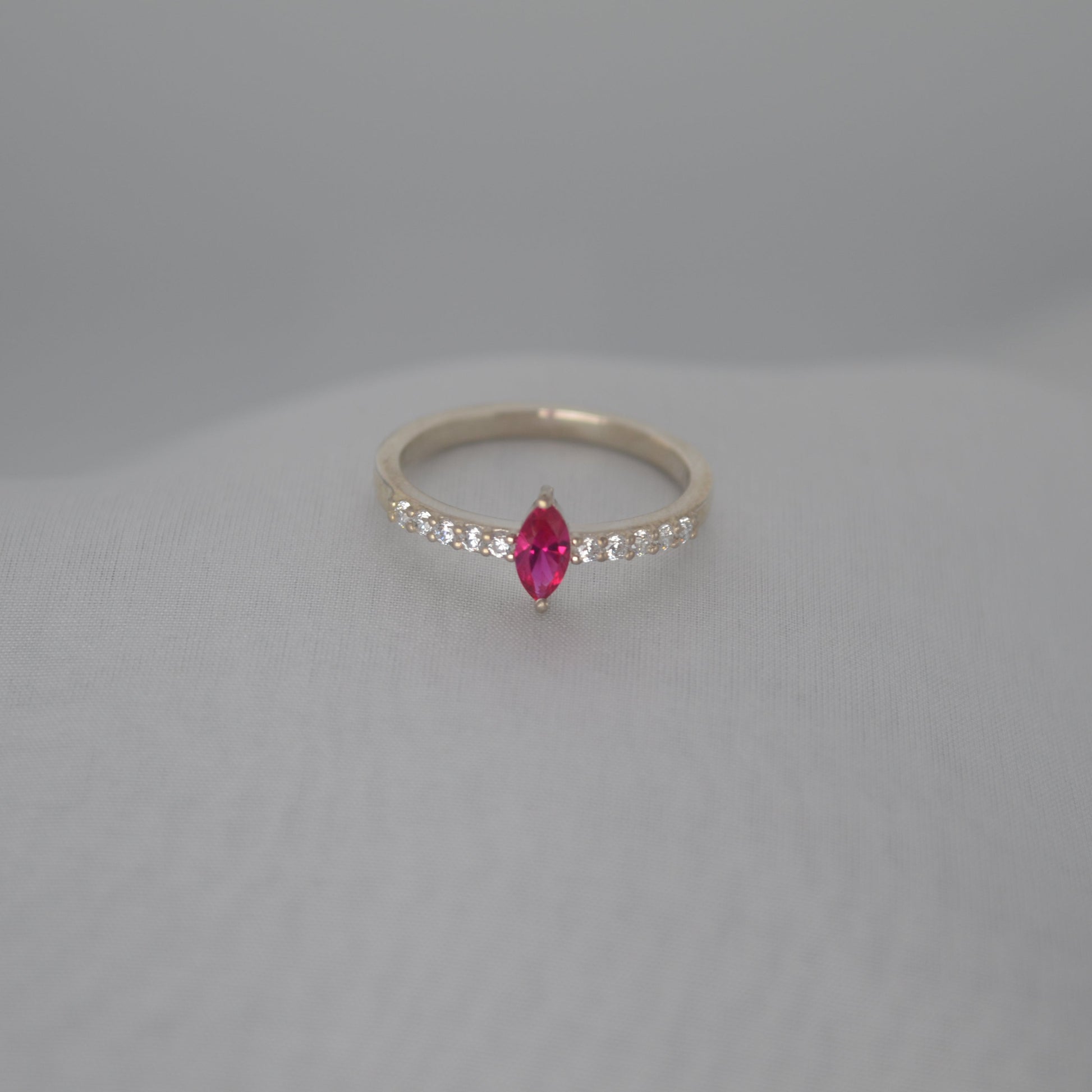 Marquise Ruby and Cubic Zirconia Ring