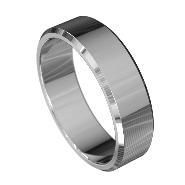 Flat Beveled Wedding Band - Polished